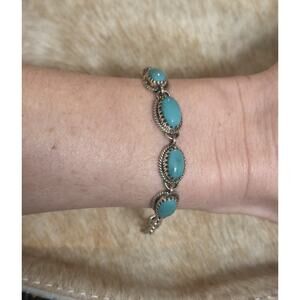 Native 925 Sterling Silver Blue💙Kingman Turquoise Multi-stone Bracelet